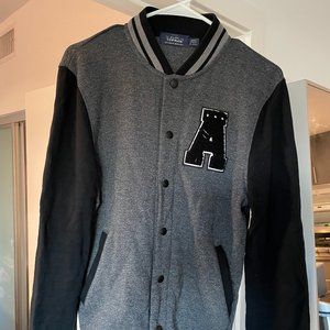 Men's Black & Charcoal Varsity Jacket